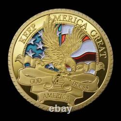 100PCS 45th President Donald Trump USA Commemorative Gold Challenge Coin 2020