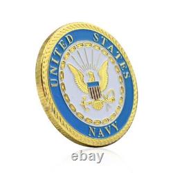 100PCS Challenge Coin Commemorative Collectction US Navy Gold Plated American