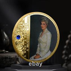 100PCS Collectible UK Wales Diana Princess Rose With Diamond Commemorative Coin