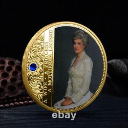 100PCS Collectible UK Wales Diana Princess Rose With Diamond Commemorative Coin