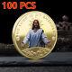 100pcs Commemorative Coin Christian Gold Plated Religious Belief Jesus Christmas