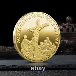 100PCS Commemorative Coin Christian Gold Plated Religious Belief Jesus Christmas