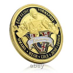 100PCS D-Day 6/6/1944 Normandy Landings Challenge Coin Commemorative Gold Plated