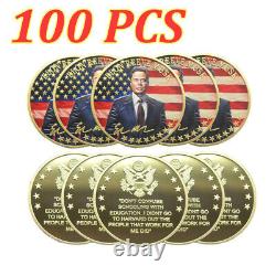 100PCS Elon Musk Challenge Coin Gold Trump's Best Partner Commemorative Coin