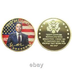 100PCS Elon Musk Challenge Coin Gold Trump's Best Partner Commemorative Coin