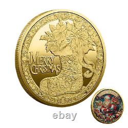 100PCS Gift Gold Christmas Coin Merry Christmas Commemorative Coin Santa Claus