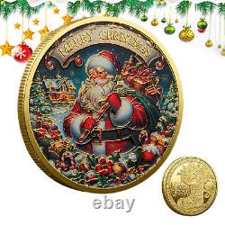 100PCS Gift Gold Christmas Coin Merry Christmas Commemorative Coin Santa Claus