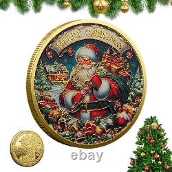 100PCS Gift Gold Christmas Coin Merry Christmas Commemorative Coin Santa Claus