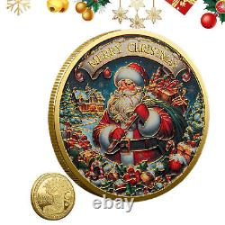 100PCS Gift Gold Christmas Coin Merry Christmas Commemorative Coin Santa Claus