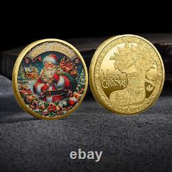 100PCS Gift Gold Christmas Coin Merry Christmas Commemorative Coin Santa Claus