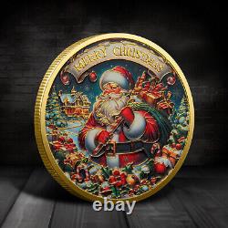 100PCS Gift Gold Christmas Coin Merry Christmas Commemorative Coin Santa Claus