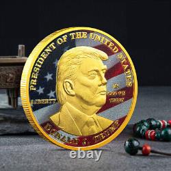 100PCS Gold Plated 45th President MAGA King Donald Trump Commemorative Coin Gift
