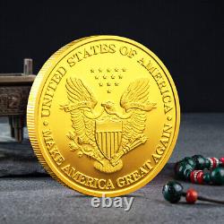 100PCS Gold Plated 45th President MAGA King Donald Trump Commemorative Coin Gift