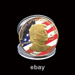 100PCS Gold Plated 45th President MAGA King Donald Trump Commemorative Coin Gift