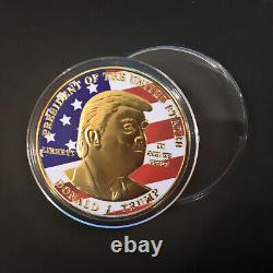 100PCS Gold Plated 45th President MAGA King Donald Trump Commemorative Coin Gift