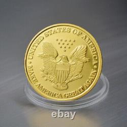 100PCS Gold Plated 45th President MAGA King Donald Trump Commemorative Coin Gift