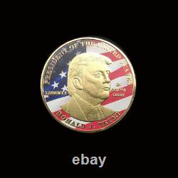 100PCS Gold Plated 45th President MAGA King Donald Trump Commemorative Coin Gift