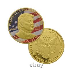 100PCS Gold Plated 45th President MAGA King Donald Trump Commemorative Coin Gift