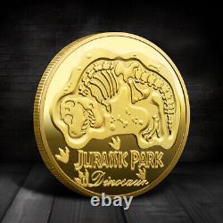 100PCS Jurassic Park Dinosaur Commemorative Challenge Coin Gift Gold Plated USA