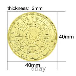 100PCS Medal Gift Crafts 12 Constellations Commemorative Coin Gold Plated Crafts