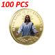 100pcs Metal Medal Souvenir Gold Coin Jesus Christ Religion Faith Commemorative