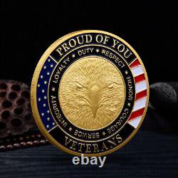 100PCS Thank You for Your Service Military Challenge Coin Gold Commemorative