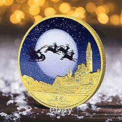 100PC Commemorative Merry Christmas Santa Claus Coin Embossed Medals Gold Plated