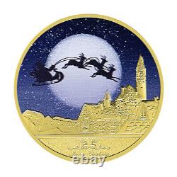 100PC Commemorative Merry Christmas Santa Claus Coin Embossed Medals Gold Plated