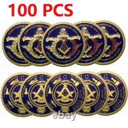 100PC Masonic Freemasonry Token Brotherhood Collect Commemorative Challenge Coin