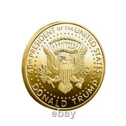 100Pc Gold 45Th President Donald Trump Plated Flag Commemorative Coins MAGA King