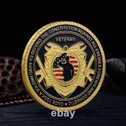 100 PCS Collection Decoration Iron Coin Plating U. S. Veteran Commemorative Gold