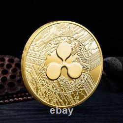 100 PCS Commemorative Ripple Coin Gold Plate Gift Metal Craft XRP Decoration