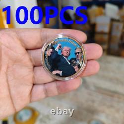 100pcs 2024 Trump's Defiant Fist! Assassination Attempt Commemorative Gold Coin