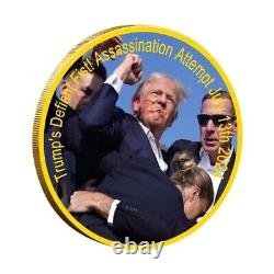 100pcs 2024 Trump's Defiant Fist! Assassination Attempt Commemorative Gold Coin