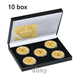 10 Boxes Disney Gold Coins Mickey Mouse Donald Duck Commemorative Coin