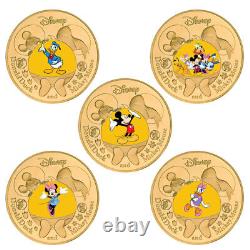 10 Boxes Disney Gold Coins Mickey Mouse Donald Duck Commemorative Coin