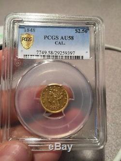 1848 $2.5 PCGS-AU 58 CAL. Quarter Eagle 1st Commemorative Coin! Gold Super Rare