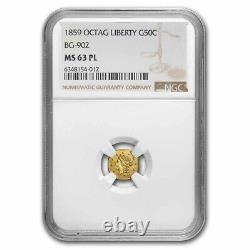 1859 Liberty Octagonal 50 Cent Gold MS-63 PL NGC (BG-902) SKU#252954