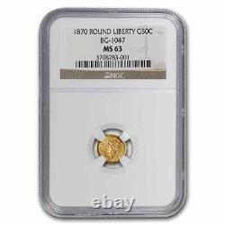 1870 Liberty Round 50 Cent Gold MS-63 NGC (BG-1047) SKU#253854
