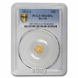 1872/1 Indian Octagonal 25 Cent Gold MS-64 PL PCGS (BG-790) SKU#253869