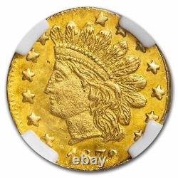 1872/1 Indian Round 25 Cent Gold MS-63 NGC (BG-870) SKU#253154