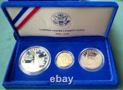 1886-1986 United States Liberty Coin Proof Set Gold, Silver & Half Dollar COA