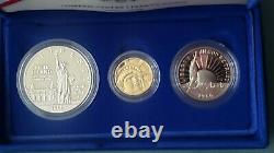 1886-1986 United States Liberty Coin Proof Set Gold, Silver & Half Dollar COA