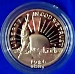 1886-1986 United States Liberty Coin Proof Set Gold, Silver & Half Dollar COA