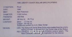 1886-1986 United States Liberty Coin Proof Set Gold, Silver & Half Dollar COA