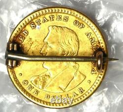 1905 Lewis and Clark Dollar Gold Coin with Attached Pin (G$1) XF Details