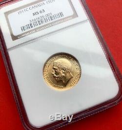 1911 c Canada Sovereign Gold Coin NGC MS-63