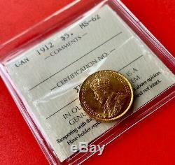 1912 Canada Gold $5 Dollar Coin ICCS MS-62