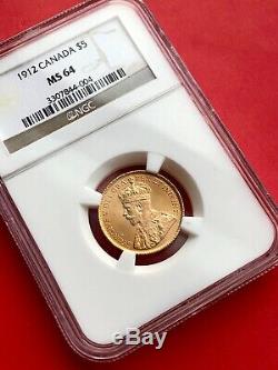 1912 Canada Gold $ 5 Dollar NGC MS-64 Perfect Type Coin