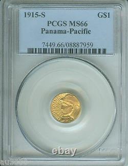 1915-S G$1 PANAMA PACIFIC PAN-PAC Commemorative Gold Dollar PCGS MS66 MS-66 RARE